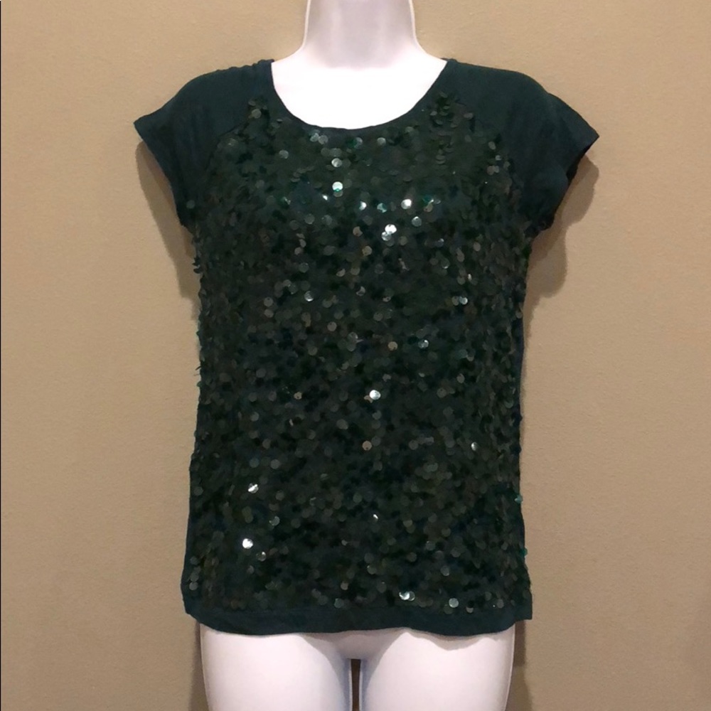 Green sequin Ann Taylor Loft Shirt